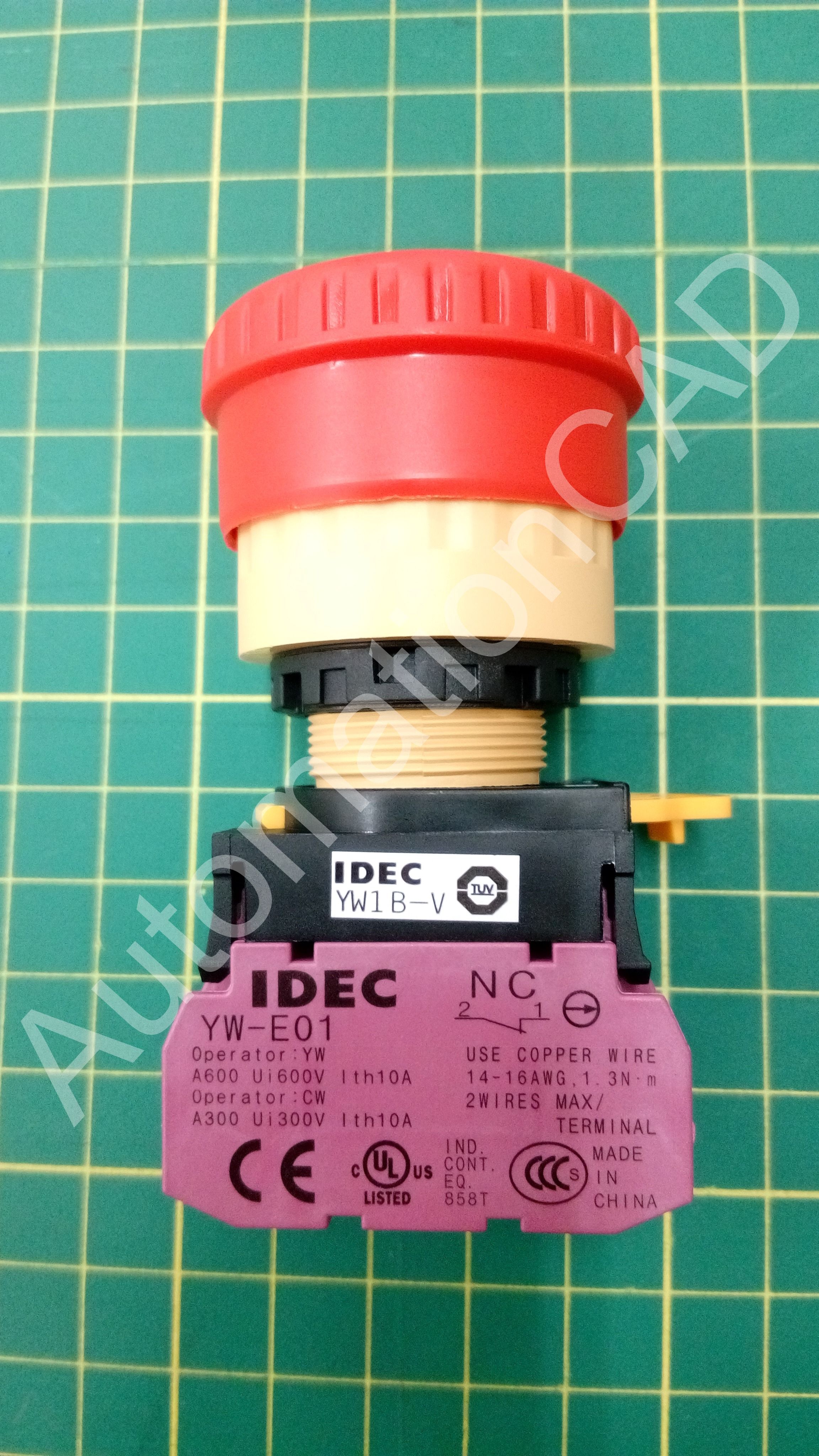 ปุ่มกด Emergency 1NO 1NC IDEC สวิตซ์กดล็อกหัวเห็ด รู 22 mm