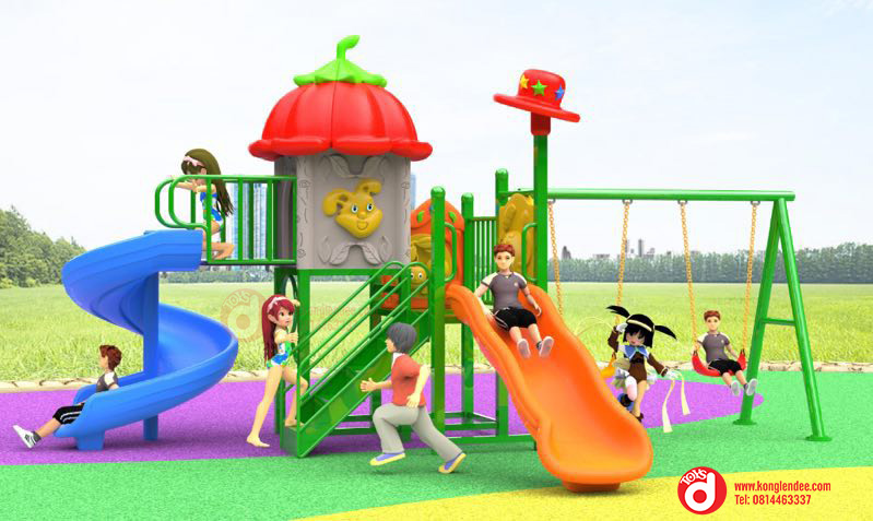 เครื่องเล่นสนาม ชุดบ้านฟักทองสไลเดอร์ชิงช้า2
