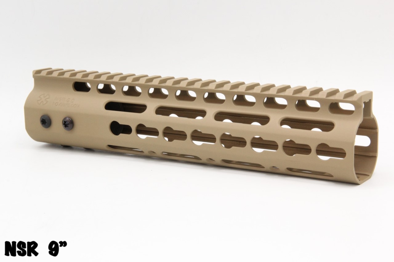 ชุดหน้าNSR ระบบรางKeymod ความยาว9” น้ำหนัก : 230 กรัม เส้นผ่านศูนย์กลางภายใน 3.5 cm. มี3สีให้เลือก สีดำ สีทราย สีแดง