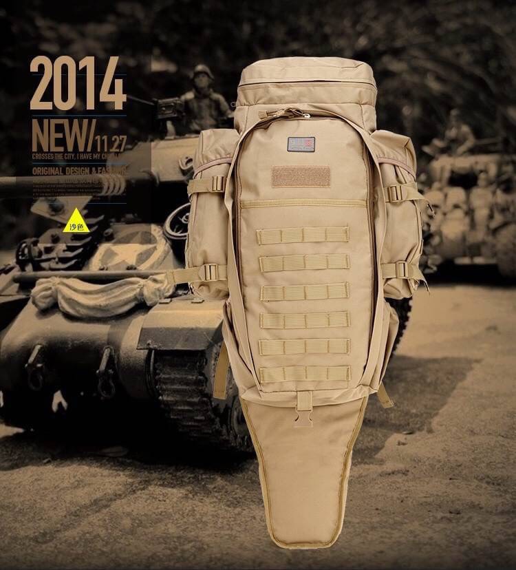 New.9.11 Tactical ยุทธวิธีกระเป๋าเป้สะพายหลัง ไนลอนที่มีคุณภาพสูงกันน้ำ กีฬาล่าสัตว์ตั้งแคมป์ ใส่ได้ทั้งปืนยาวทุกชนิด / ทั้งสัมภาระ ขนาด ด้านหน้ายาว 60 ซม. ด้านหลังมีความยาว 100 ซม. สีดำ สีทราย ลายดิจิตอนทราย ราคาพิเศษ