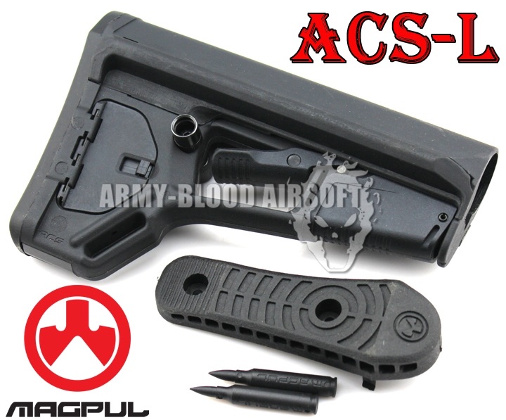 MAGPUL ACS-L Carbine Stock with Enhanced Rubber Butt-Pad, 0.70 & 5.56 NATO (.223) Dummy Rounds (BK)