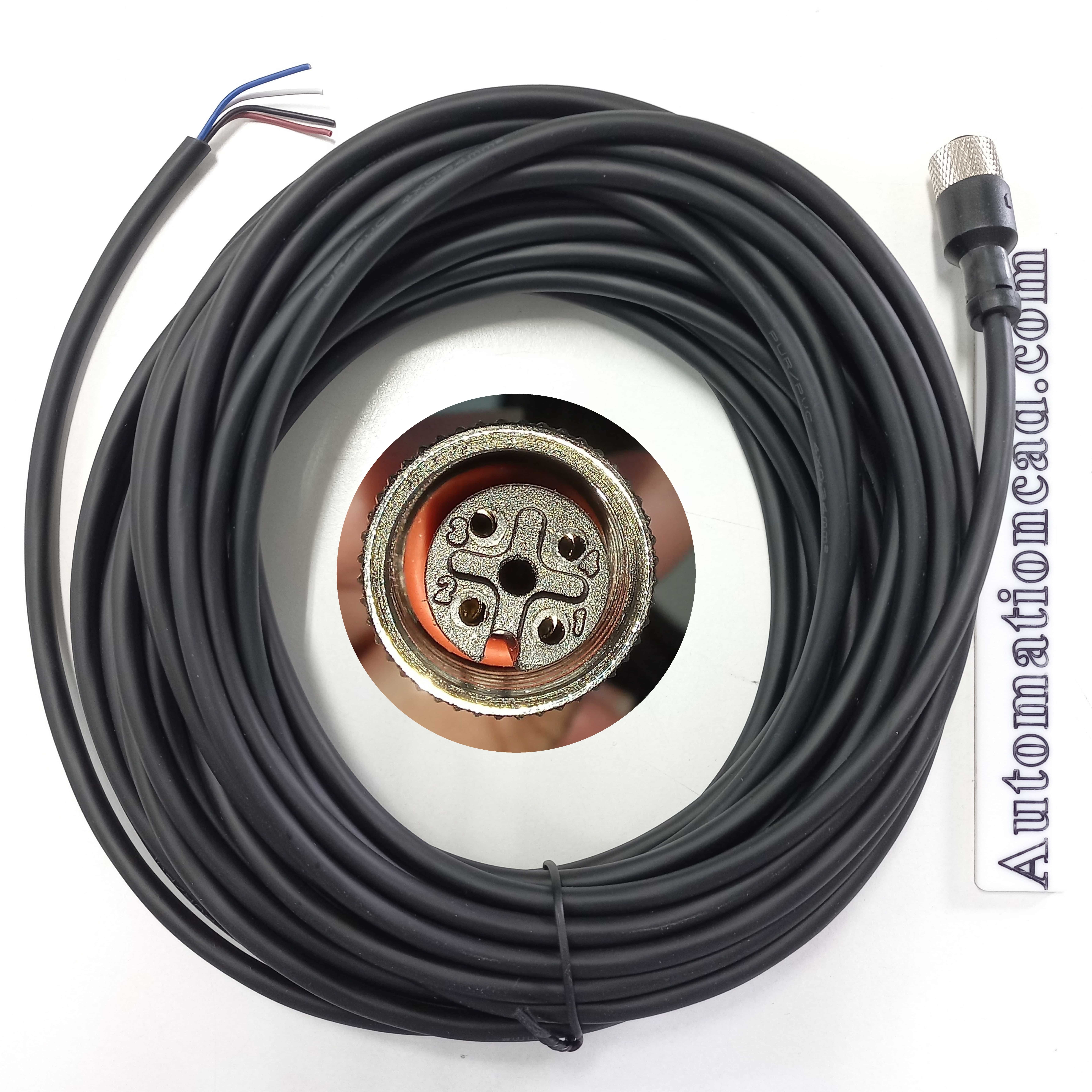 สายพร้อม CONNECTOR (PUR) แบบตรง เกลียว M12 ตัวเมีย แบบ 4 ขา ยาว 10m.