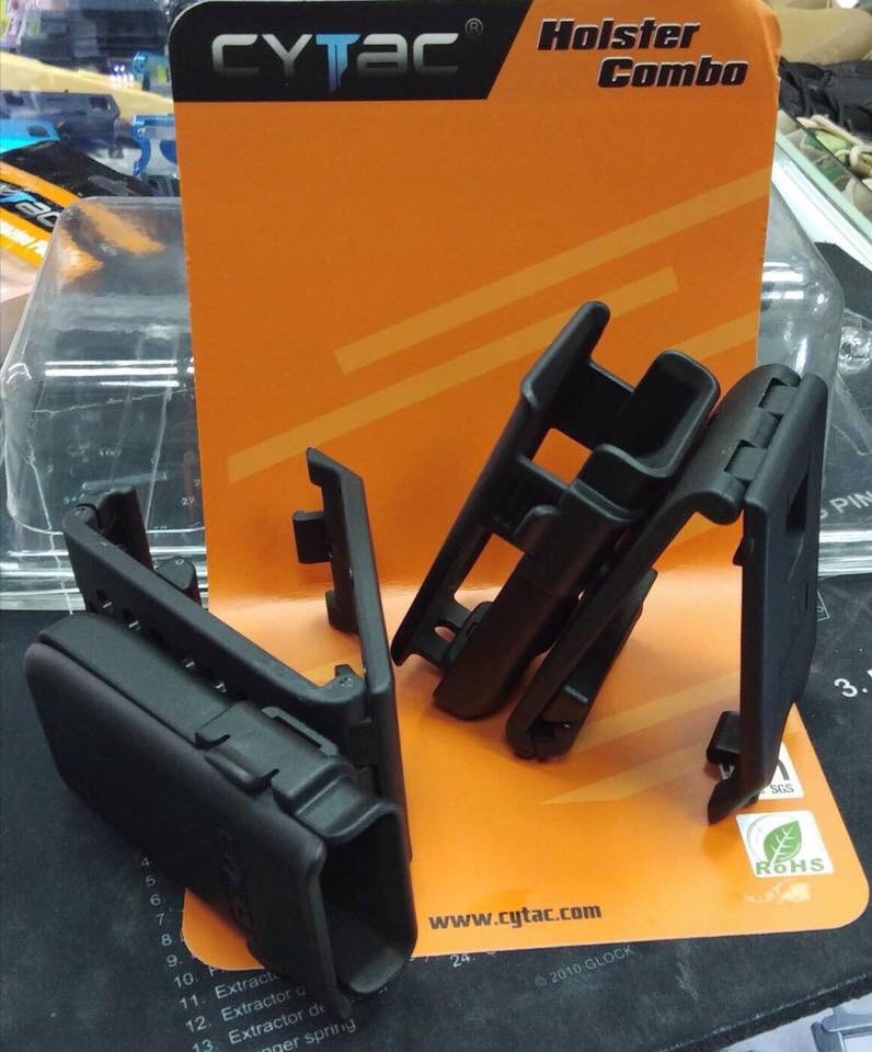 New.ซองปืน Cytac 🔰 ปลดไวด้วยนิ้วโป้ง 🔰 📌Sig p320sp 📌Glock17,22,31 📌Glock19,23,32 📌Glock43 📌บาเรตต้า 92f 🔰 ใน1ชุด มาพร้อมซองปืนที่สามารถปลดไวออกจากเพลตได้ และ ซองแม็คกาซีนเดี้ยว 1 ชุด 🔰