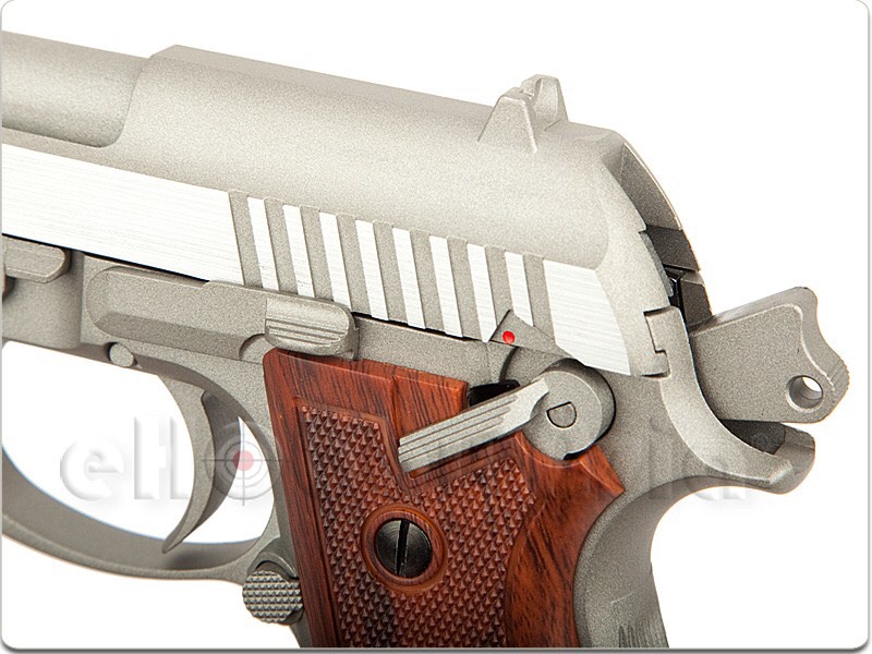 New.Cybergun TAURUS PT92 CO2 GBB (Hairline Silver) ไซเบอร์กัน ทอรัส พีที92 ระบบแก็สCo2 สำหรับPT92 นี้ จะคล้ายกับตัวโคล มาร์คโฟร์ ที่มีการถอดแบบจากปืนจริง ทั้งในเรื่องสีและมาร์คกิ้ง ลิขสิทธิ์แท้จากโรงงาน มาร์คกิ้งสมจริง ระบบการยิงเป็นเซมิออโตเมติก และฟลูออ
