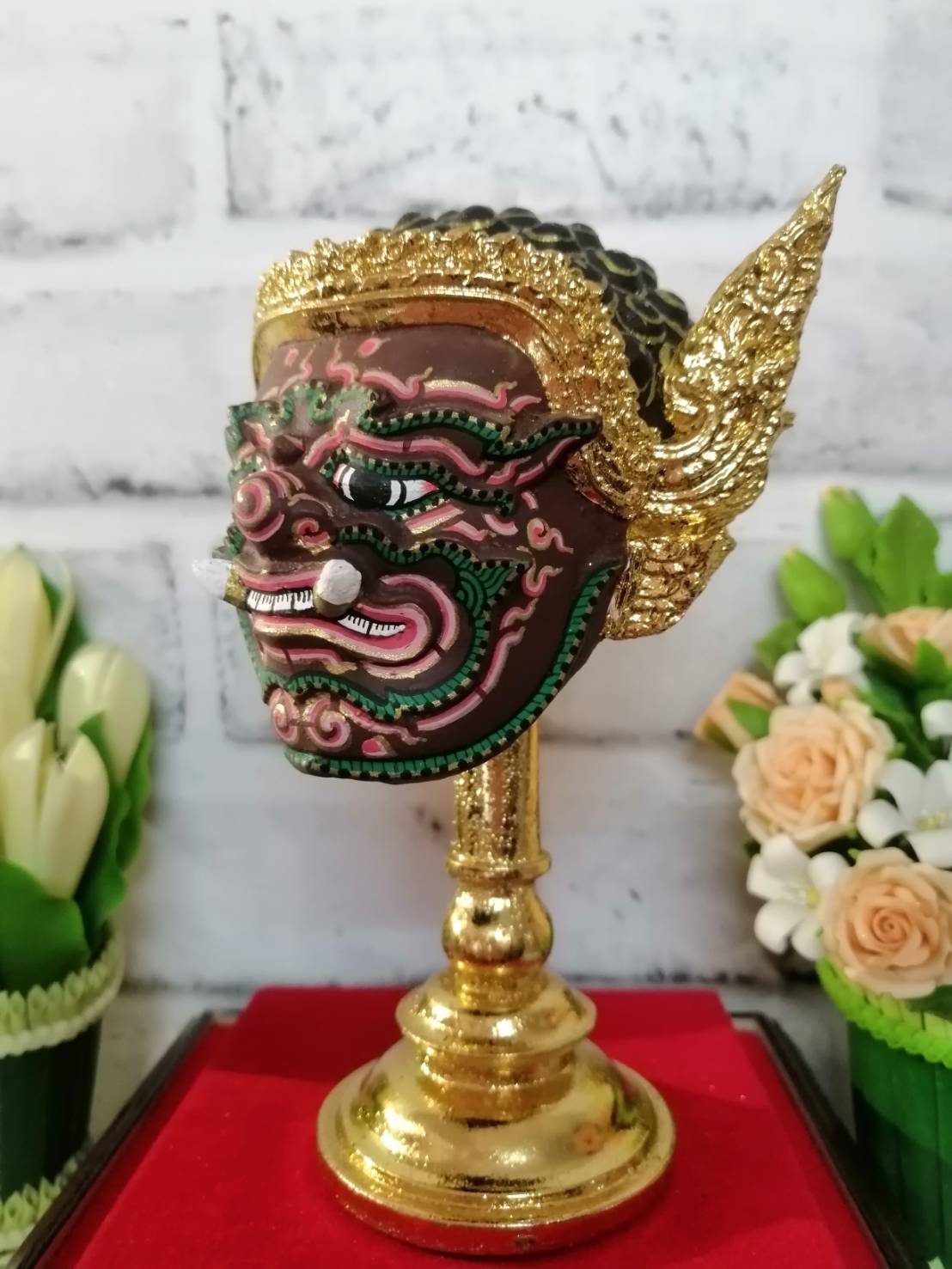 พระพิราพ ขนาดกลาง เรซิ่นปิดทอง พร้อมฐานปิดทอง