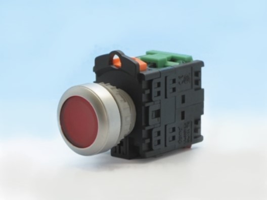 ปุ่มกดมีไฟ สีแดง Illuminated Push Button Switch 1NO,1NC รู 22 mm ไฟ 12V AC/DC