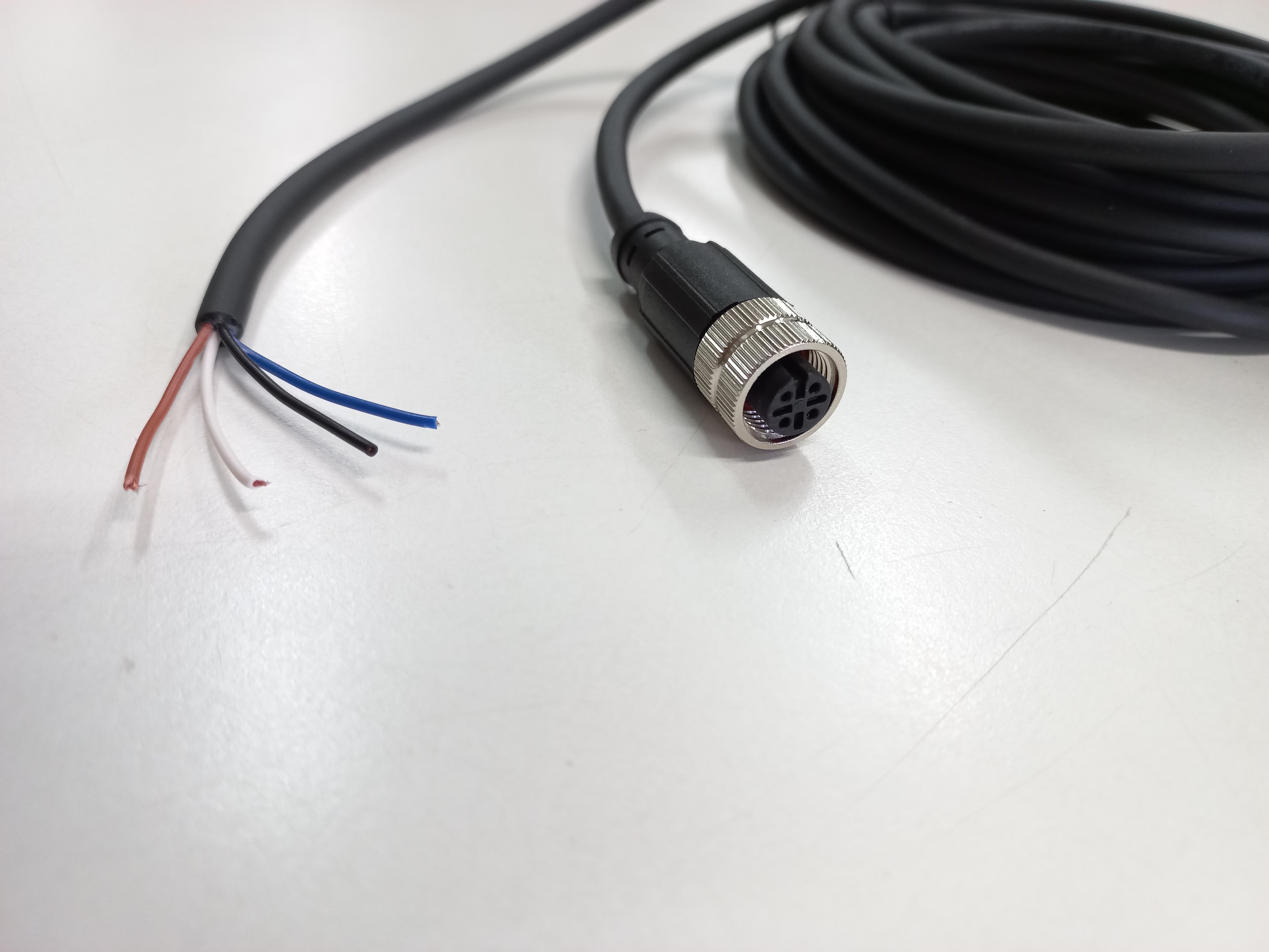 สายพร้อม CONNECTOR (PUR) แบบตรง เกลียว M12 ตัวเมีย แบบ 4 ขา ยาว 5m.