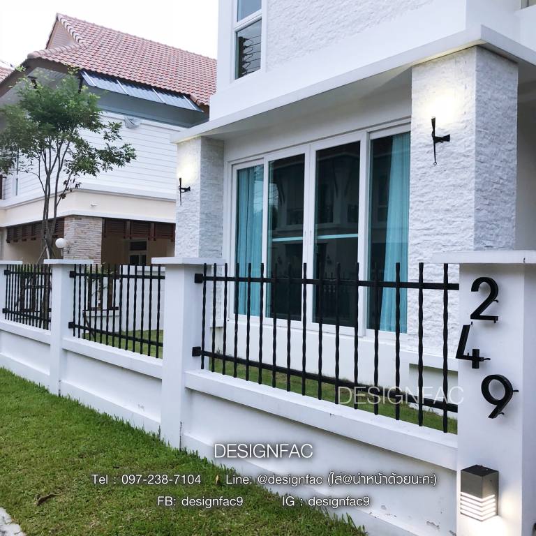 เลขที่บ้านสแตนเลสทำสีดำด้าน ป้ายบ้านเลขที่ สไตล์โมเดิร์น ลอฟท์ มินิมอล