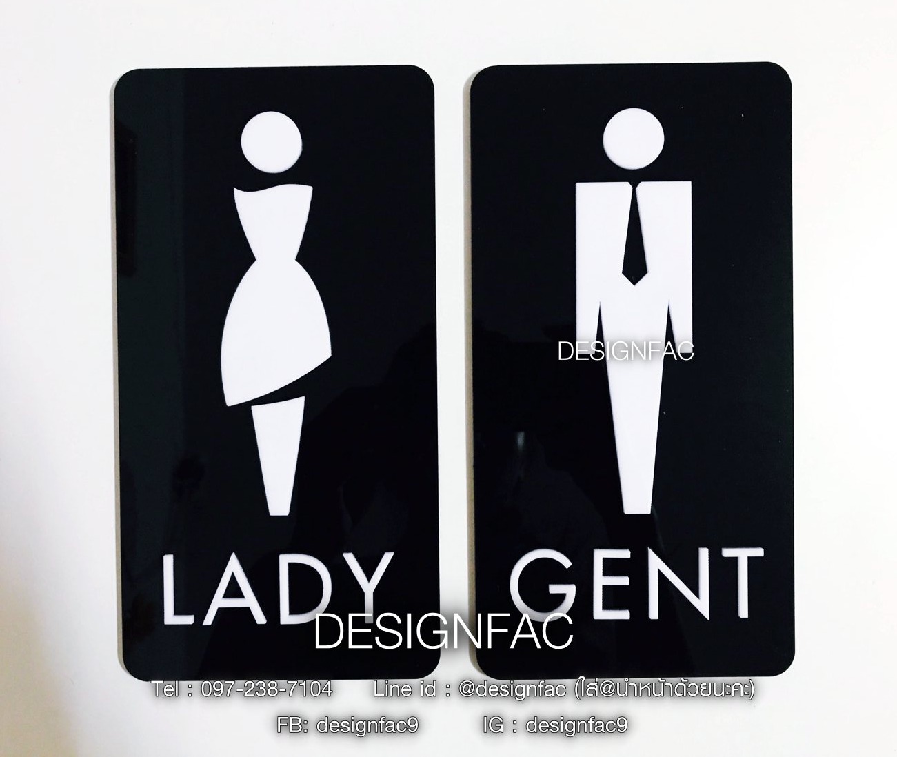 ป้ายห้องน้ำอะคริลิคแบบแยกป้าย LADY , GENT ป้ายห้องนำ้สวยๆ สไตล์โมเดิร์น