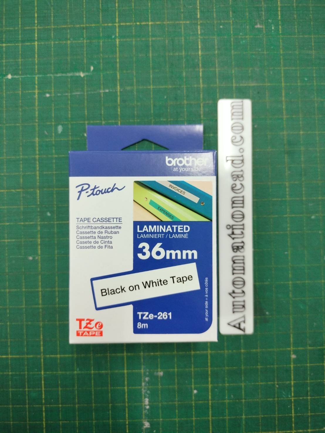 เทปพิมพ์อักษร TZE-261 ขนาด 36 มม. อักษรสีดำพื้นขาว แบบเคลือบพลาสติก Brother