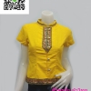 เสื้อผ้าไทยพื้นเมืองสีเหลือง เสื้อผ้าฝ้ายสีเหลือง เสื้อใส่ผ้าซิ่นสีเหลือง เสื้อผ้าฝ้ายสีเหลืองคอจีนกระดุมหน้า