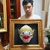 หัวโขนขนาดสวมหัว พร้อมกรอบลายไทยแขวนผนัง