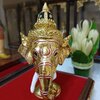 พระพิฆเนศ ขนาดจิ๋ว (ทอง) ตั้งหน้ารถ (พรีเมี่ยม) พร้อมฐานปิดทอง (เรซิ่น)