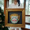 หัวโขน (ยักษ์ขาว) พร้อมกรอบลายไทย แขวนผนัง