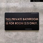 ป้ายอะคริลิค "THIS PRIVATE BATHROOM IS FOR ROOM 2/3 ONLY." สไตล์โมเดิร์น มินิมอล เรียบหรู