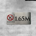 ป้ายบอกความลึกสระว่ายน้ำ ความลึก 1.65 M ป้ายห้ามคนกระโดด ป้ายสระว่ายน้ำ ทนไม่เป็นสนิม