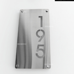 ป้ายบ้านเลขที่ 195 ป้ายสแตนเลสแฮลายพร้อมนอตลอย สไตล์โมเดิร์น มินิมอล มูจิ เรียบหรู