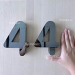 เลขที่บ้าน ตัวเลขสแตนเลสหน้าดำเงา 44 สวย ดูดี เงาวับ แข็งแรง สไตล์โมเดิร์น มินิมอล ลอฟท์