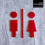 ป้ายห้องน้ำชายหญิงสีแดง สวยสดใส ป้ายห้องนำ้ชายหญิง นูนสวยมีมิติ สไตล์โมเดิร์น มินิมอล