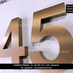 ป้ายบ้านเลขที่สแตนเลสโรสไกลด์แฮร์ลาย Rose Gold สไตล์โมเดิร์น มินิมอล