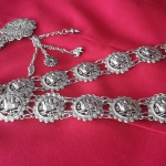 เข็มขัดใส่กับผ้าไทย เข็มขัดเงิน เข็มขัดโลหะรมดำ "ลาย:ช้าง"