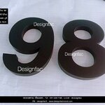 ป้ายบ้านเลขที่ 98 เลขที่บ้านสแตนเลสทำสีดำด้าน สไตล์โมเดิร์น มินิมอล ลอฟท์ มูจิ