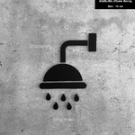 ป้ายสัญลักษณ์ห้องอาบน้ำฝักบัว อะคริลิคพื้นดำด้าน ลายอะคริลิคนูน สไตล์โมเดิร์น มินิมอล เรียบหรู Size : 15 cm