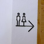 ป้ายสัญลักษณ์บอกทางห้องน้ำ ป้ายบอกทางห้องน้ำชายหญิง สไตล์โมเดิร์น มินิมอล
