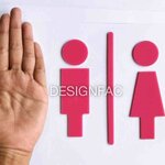 ป้ายห้องน้ำสวย ป้ายอะคริลิคสีชมพู สวย สไตล์โมเดิร์น มินิมอล