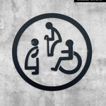 ป้ายสัญลักษณ์บุคคลพิเศษ อะคริลิคพื้นดำด้าน ลายนูน สไตล์โมเดิร์น มินิมอล เรียบหรู ขนาดวงกลม : 30 x 30 cm.