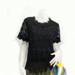 เสื้อลูกไม้สไตน์เกาหลีสีดำ เสื้อลูกไม้สไตน์วัยรุ่นสีดำ เสื้อผ้าไทยใส่กับผ้าซิ่น เสื้อผ้าฝ้ายใส่กับผ้าถุงสีชมพูกลีบบัว เสื้อใส่ผ้าซิ่น เสื้อลูกไม้พาดาแขนสั้นสีดำ