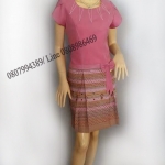 ชุดแซกผ้าไทย ชุดผ้าไทย ชุดผ้าไทยผ้าพื้นเมือง ผ้าทอมือชุดผ้าไทยสมัยใหม่ ชุดผ้าไทยสีชมพู