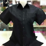 เสื้อผ้าไทยสีดำ เสื้อเชิ้ตอัดผ้ากาวเข้ารูปหญิง เสื้อใส่ผ้าซิ่นสีดำ เสื้อเชิ้ตสีดำกระดุมหน้า