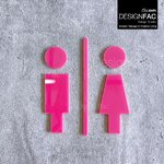 ป้ายห้องน้ำชายหญิงสีชมพู ป้ายห้องนำ้ชายหญิง น่ารัก สดใส นูนมีมิติ สไตล์โมเดิร์น มินิมอล