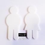 ป้ายห้องน้ำ อะคริลิค แบบน่ารัก สีขาว