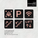 รวมป้ายไอคอนลายโรสโกลด์ ป้ายในโรงแรม ป้ายสัญลักษณ์ นูนสวยมีมิติ สไตล์โมเดิร์น มินิมอล หรูหรา