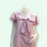 เสื้อทำงานผ้าชีฟองสีม่วงอ่อน เสื้อผ้าไทย เสื้อทำงานชีฟองทำงาน เสื้อชีฟองแต่งเกล็ดแต่งดอกกุหลาบสีครีมไข่ เสื้อทำงานเกาหลี เสื้อสมัครงาน ชุดสมัครงาน เสื้อใส่กับผ้าถุง เสื้อใส่กับผ้าซิ่น