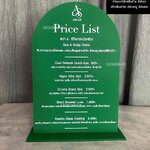 ป้ายราคา PRICE LIST ป้ายตั้งโต๊ะ ป้ายอะคริลิค ป้ายร้านโมเดิร์น มินิมอล มูจิ