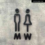 ป้ายห้องน้ำชายหญิง WM ป้ายสัญลักษณ์ห้องน้ำ สแตนเลสทำสีดำด้าน สไตล์โมเดิร์น มินิมอล มูจิ