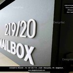 ตู้จดหมายอะคริลิคพื้นดำด้าน พร้อมบ้านเลขที่อะคริลิคหน้าตู้ สไตล์โมเดิร์น มินิมอล