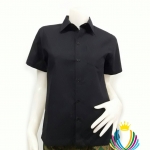 เสื้อผ้าไทยสีดำ เสื้อเชิ้ตอัดผ้ากาวเข้ารูปหญิง เสื้อใส่ผ้าซิ่นสีดำ เสื้อเชิ้ตสีดำกระดุมหน้า