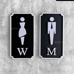 ป้ายสัญลักษณ์ห้องน้ำชายหญิง ป้ายอะคริลิคพื้นดำด้าน ลายนูน มีมิติ สไตล์โมเดิร์น มินิมอล เรียบหรู