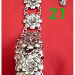 เข็มขัดใส่กับผ้าไทย เข็มขัดเงิน เข็มขัดโลหะรมดำ "ลายดอกพุดซ้อน