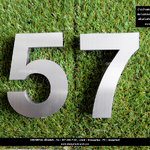 ป้ายบ้านเลขที่ 57 ฟอนต์ตัวหนา สแตนเลสแฮลาย อักษรนูน มีมิติ สไตล์โมเดิร์น มินิมอล เรียบหรู