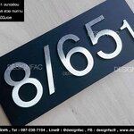 ป้ายบ้านเลขที่สแตนเลสเงิน 8/651 พื้นสีดำ ออกแบบให้ตรงกับใจคุณได้ สไตล์โมเดิร์น มินิมอล สวย ทนทาน