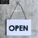 ป้ายเปิดปิดร้าน OPEN-CLOSE ป้ายสีดำลายขาวสวยเรียบง่าย ป้ายหน้าร้านอะคริลิค สไตล์โมเดิร์น มินิมอล มูจิ