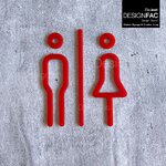 ป้ายห้องน้ำชายหญิงสีแดง ป้ายห้องนำ้ชายหญิง สวยสดใส นูนสวยมีมิติ สไตล์โมเดิร์น มินิมอล