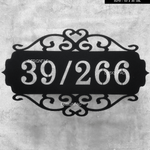 ป้ายบ้านเลขที่ 39 / 266 ขาเพลา สแตนเลสทำสีดำด้าน เลเซอร์ทะลุ สไตล์โมเดิร์น มินิมอล เรียบหรู ขนาด : 50 x 30 cm.