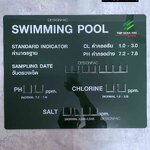 ป้ายค่าคลอรีน ค่ากรด-ด่าง PH. อะคริลิคพื้นใส ติดสติ๊กเกอร์กลับหลังสีเขียว สไตล์โมเดิร์น มินิมอล เรียบหรู