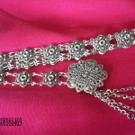 เข็มขัดใส่กับผ้าไทย เข็มขัดเงิน เข็มขัดโลหะรมดำ "ลาย:ดอกพิกุล"